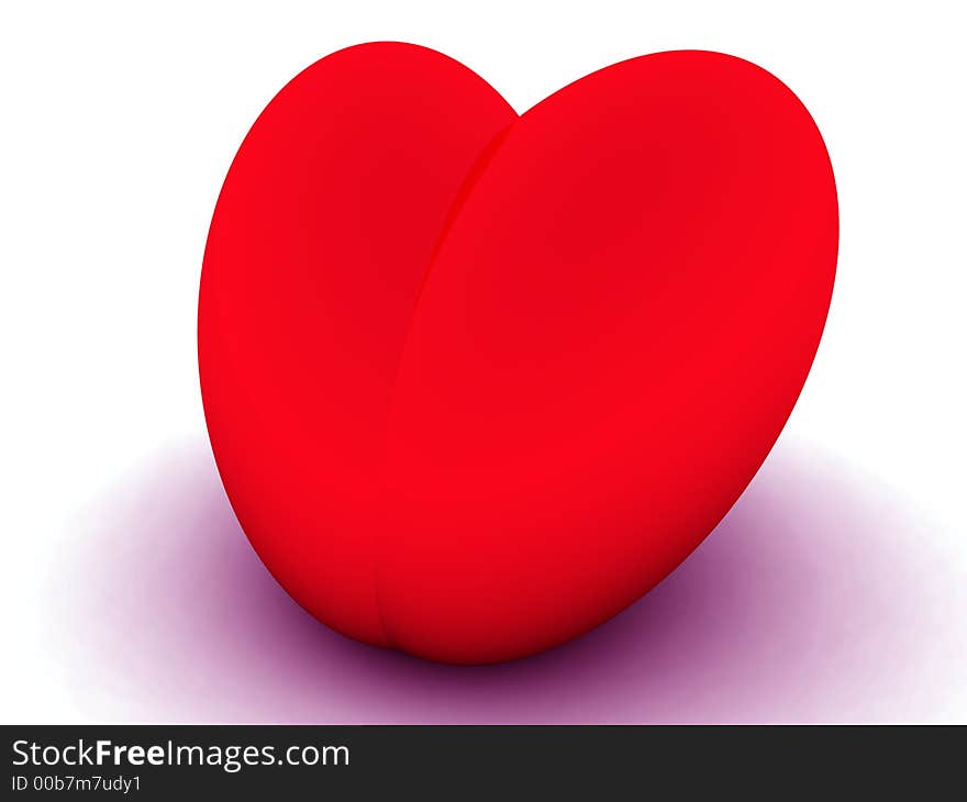 Carlet hearts on a white background with colored shadow