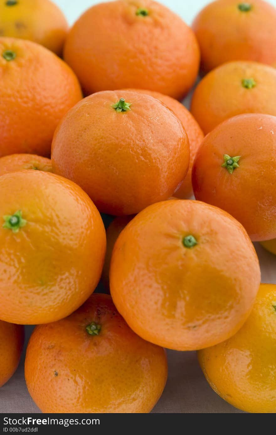 Close up of a number of Tangerines