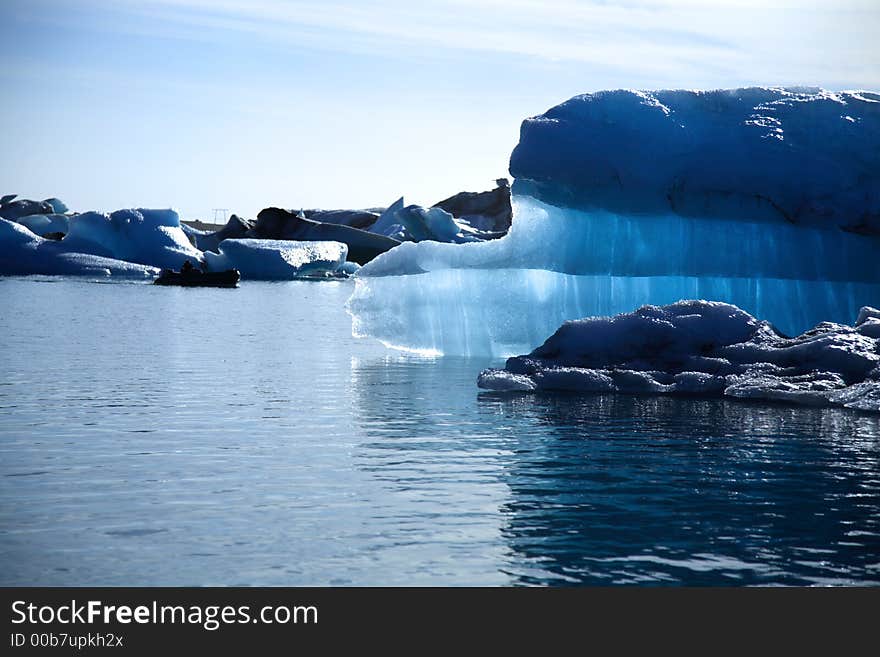 Blue iceberg Jokulsarlon lagoon Iceland