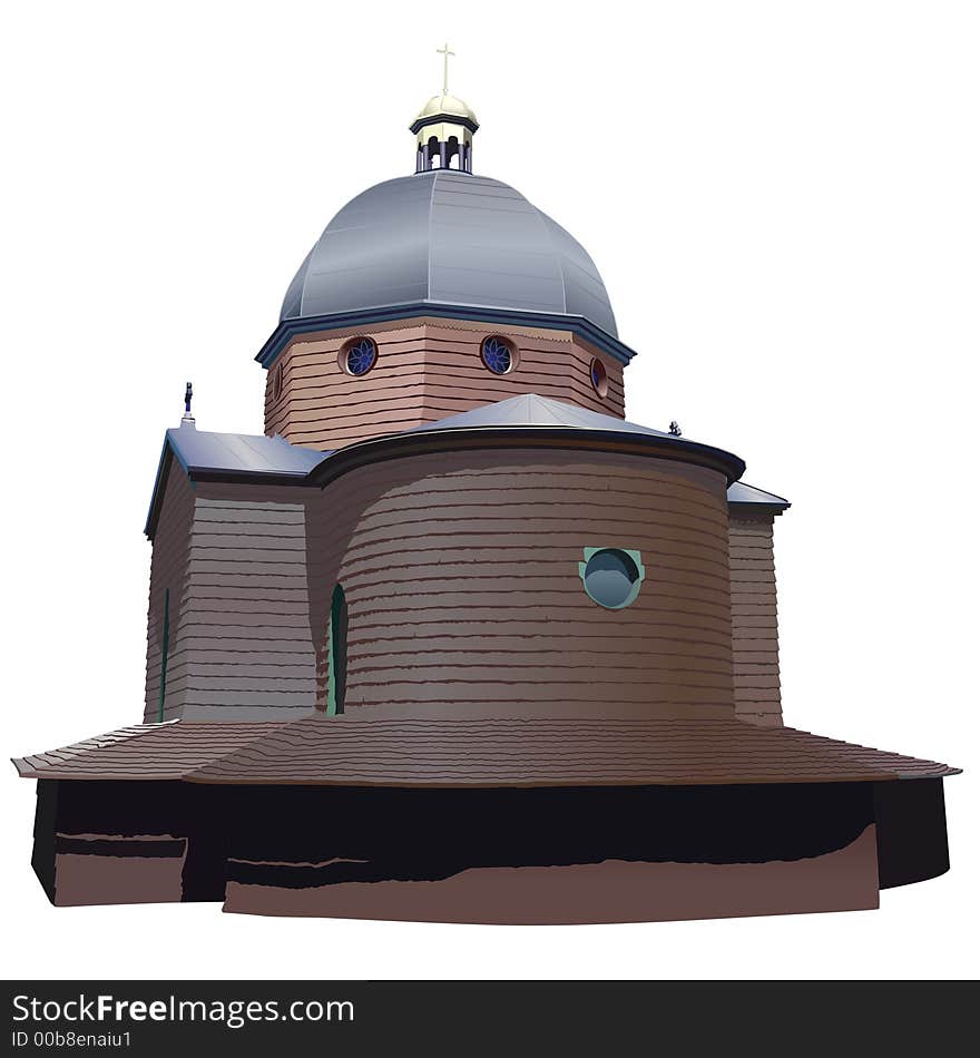 Church (Roznov pod Radhostem-Czech-Europe) - High detailed vector illustration. Church (Roznov pod Radhostem-Czech-Europe) - High detailed vector illustration.