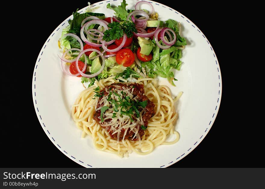 Spaghetti Bolognese And Salad