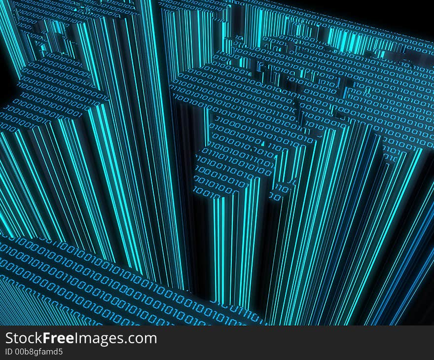 3d rendered digital binary code. 3d rendered digital binary code