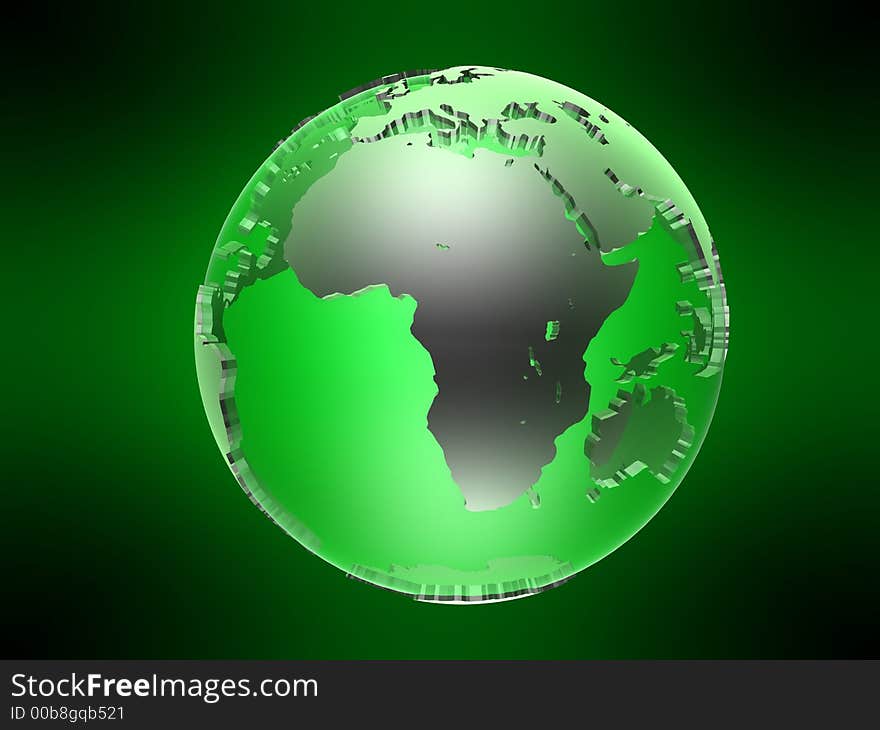 3d rendered green and silver globe illustration