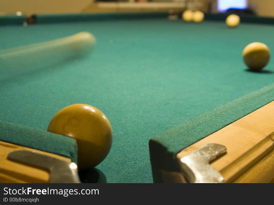 Shooting a game of poor or billiards