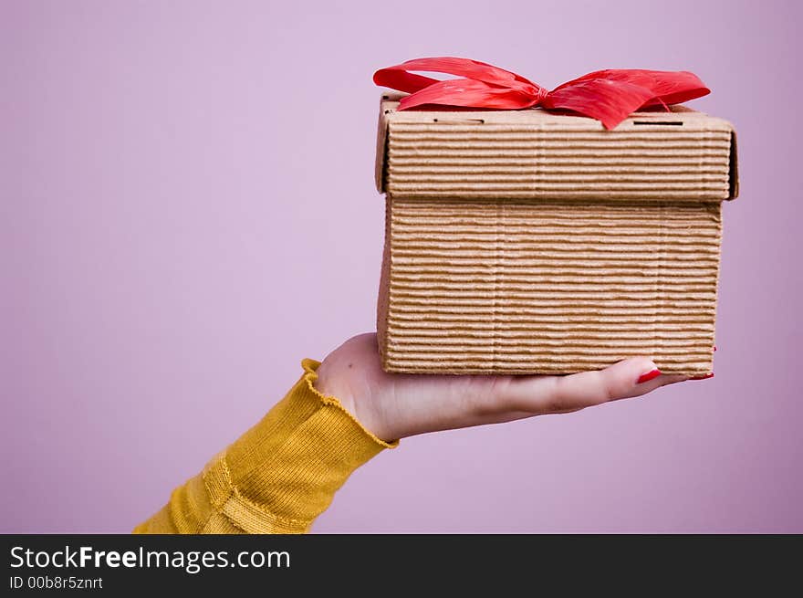 Portrait Of A Young Woman Holding A Christmas Gifts