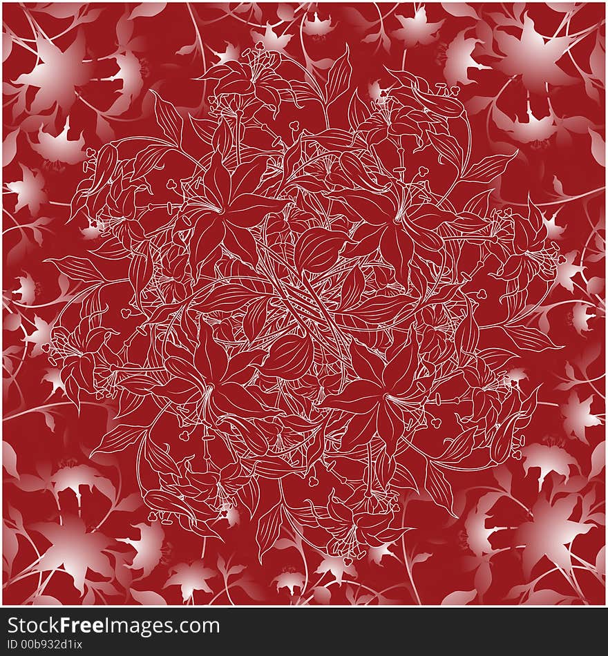 Abstract Decoration Background With Flower Elements, Vector Illu