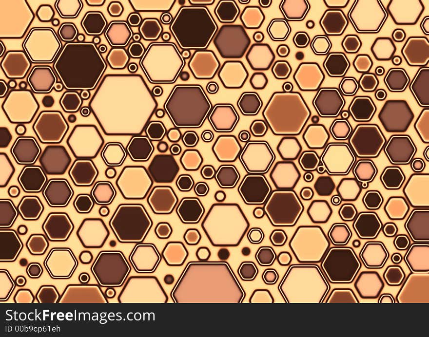 Abstract hexagon brown/cream background. Abstract hexagon brown/cream background