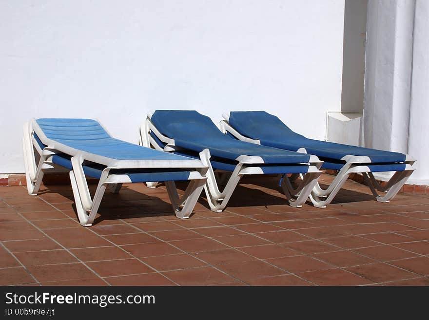 Sunbeds on a rooftop sun area