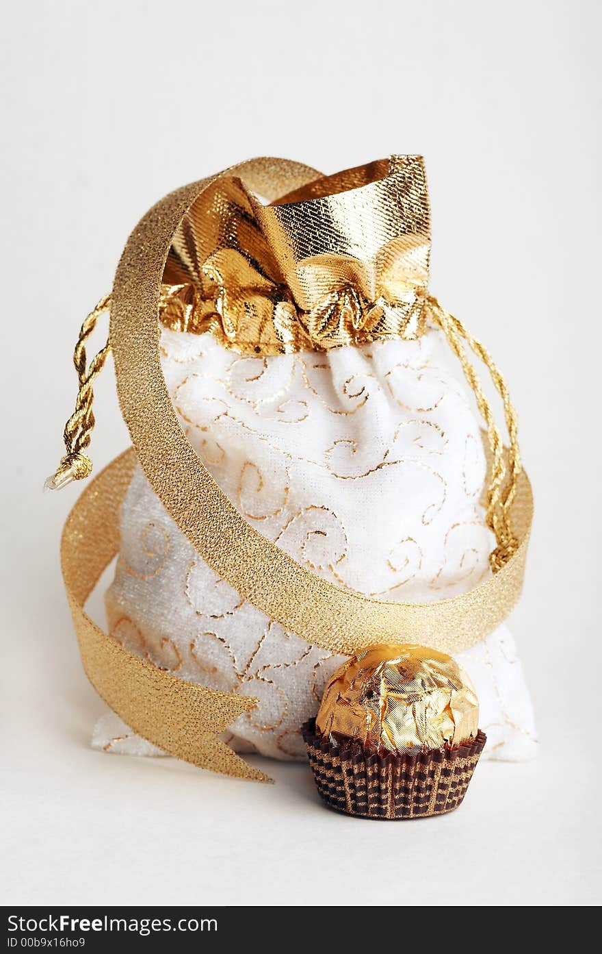 Bag for gifts with golden strip