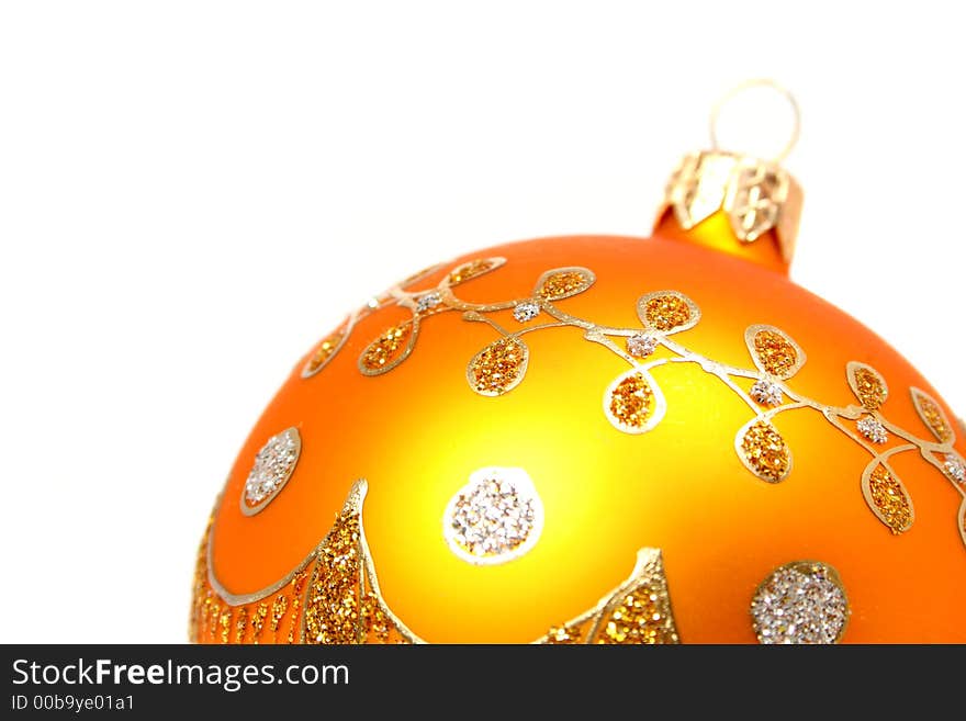 New Year S Sphere Of Yellow Color On A White