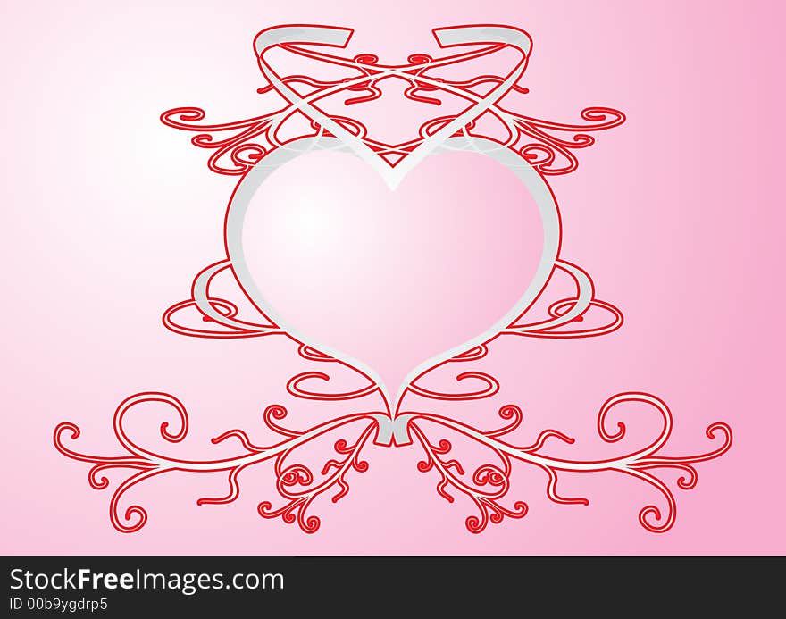 Vintage Pink heart illustration for Valentine's Day. Vintage Pink heart illustration for Valentine's Day