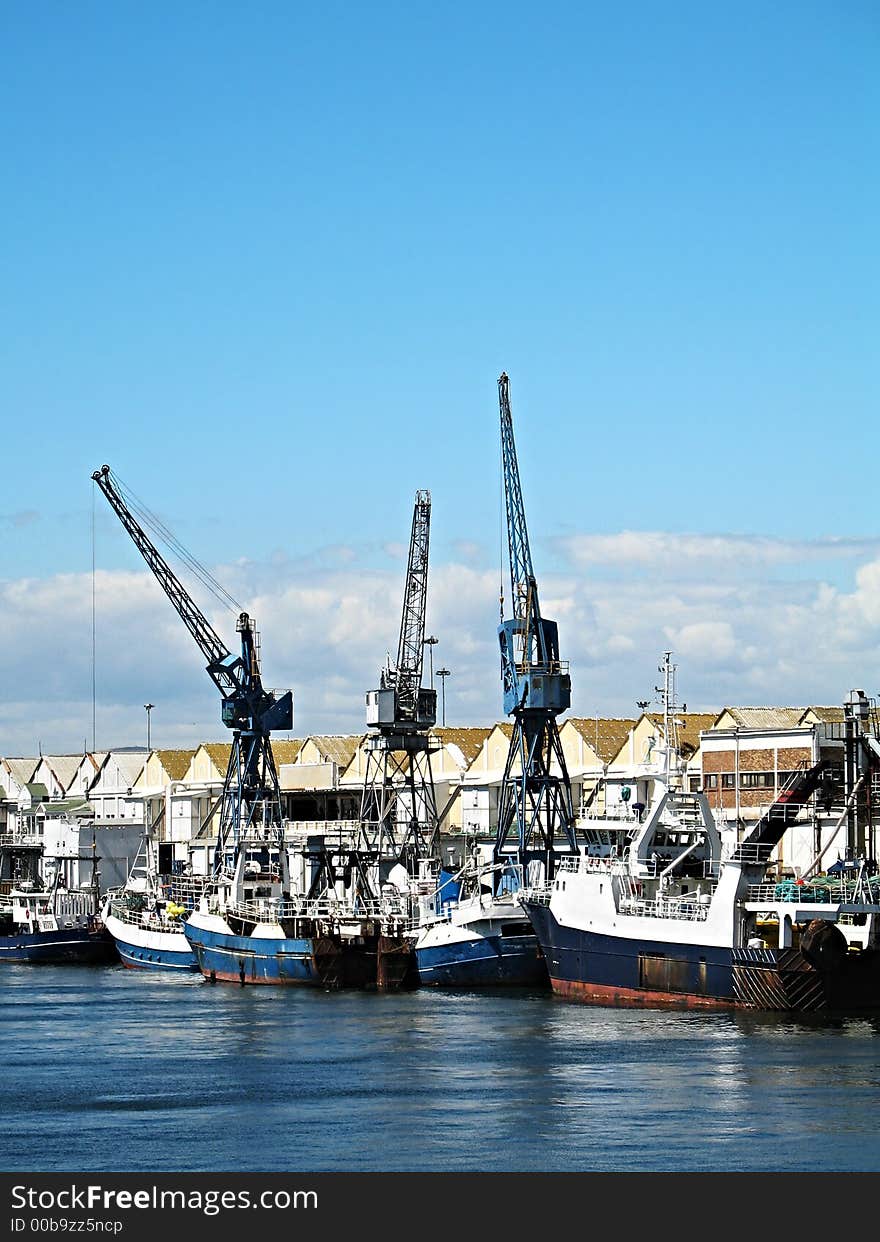 Landscape photo of fishing vessels.