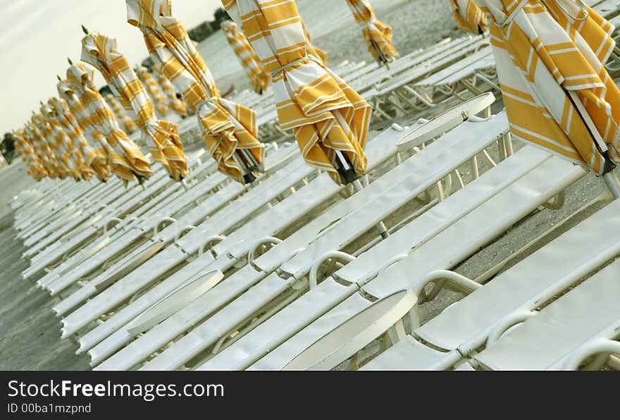 Lounge Chairs At The Beach