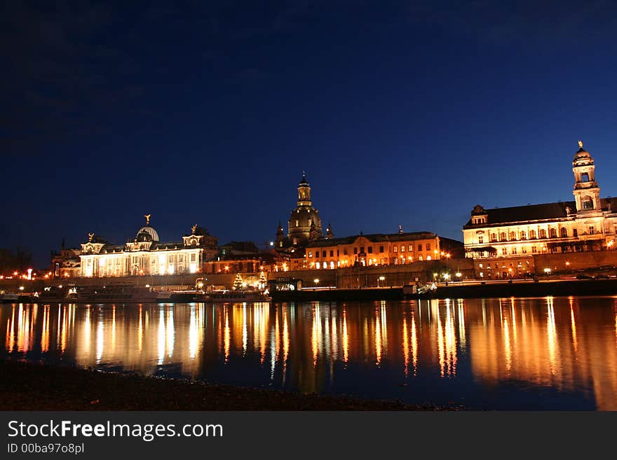 This picture shows a part of the skyline of Dresden, Germany, which is mirrored in the river Elbe. This picture shows a part of the skyline of Dresden, Germany, which is mirrored in the river Elbe.