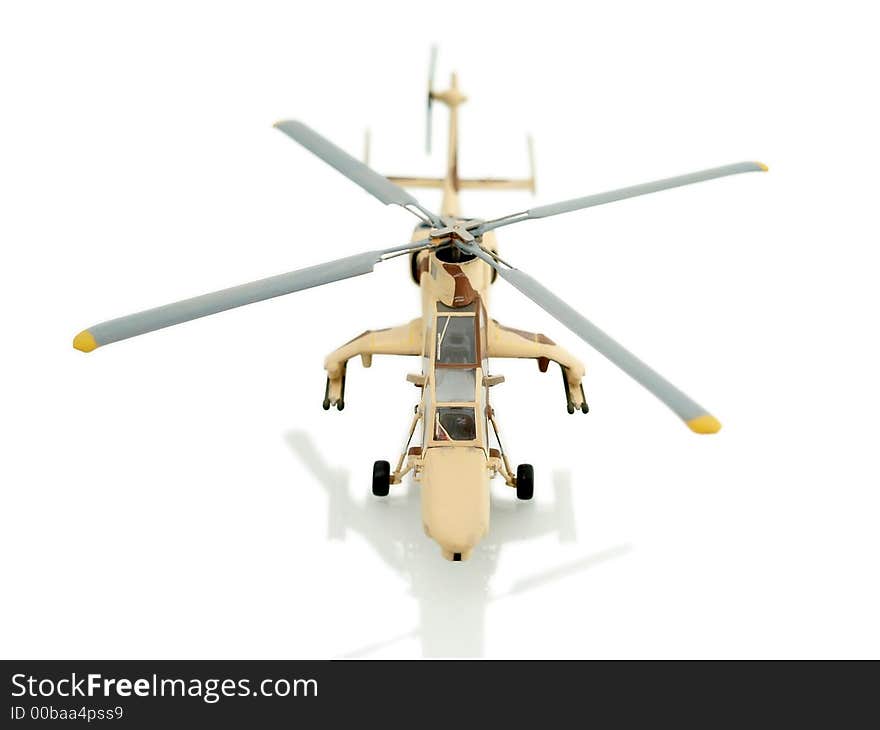 Fighter helicopter on white background