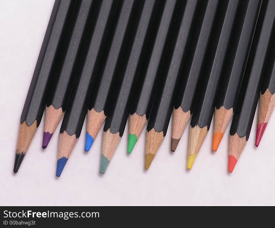 Colored Pencils in row