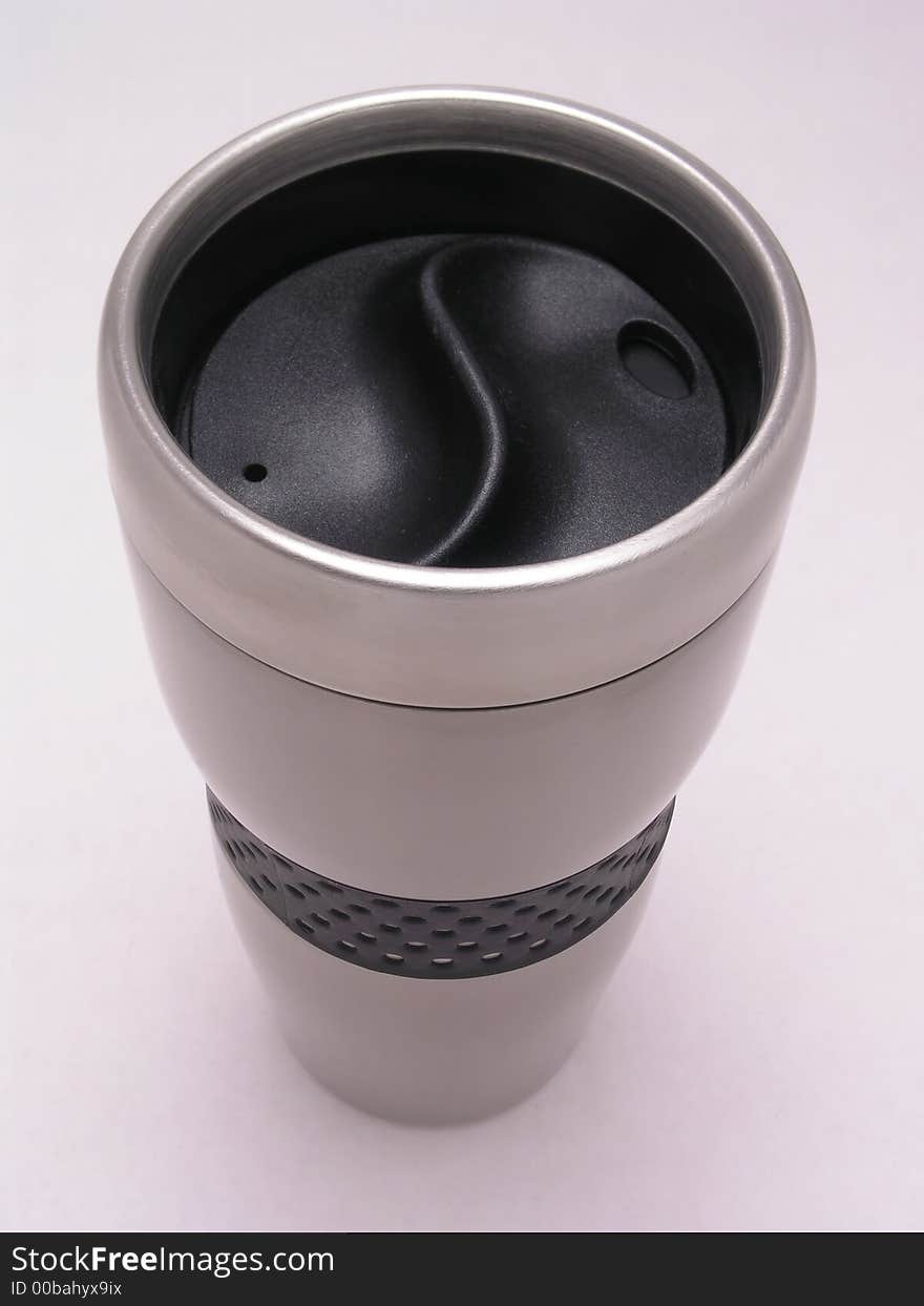 Silver and Rubber Coffee and Drink Tumbler Container