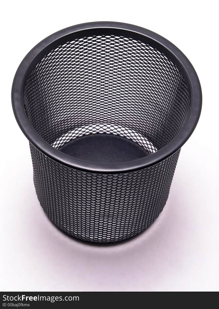 Black Wire Mesh Pencil Holder (or trash can) on white. Black Wire Mesh Pencil Holder (or trash can) on white