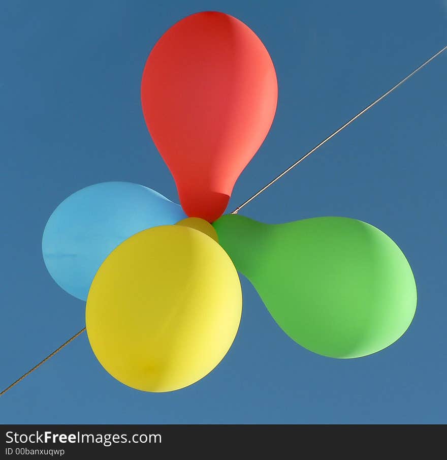 Colours balloons on light blue sky. Colours balloons on light blue sky