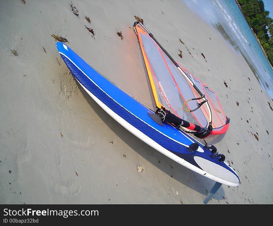 Single Blue Windsurf Board