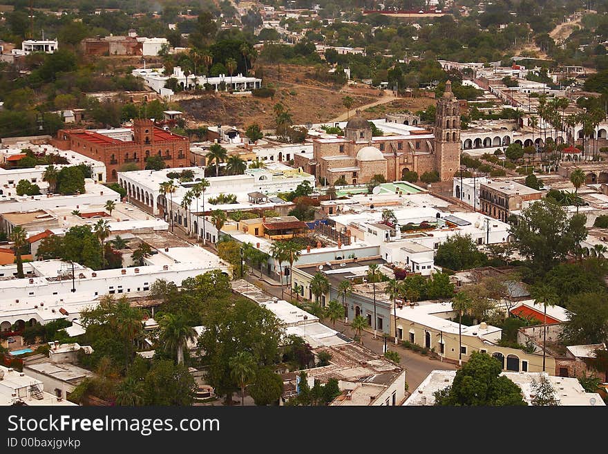 General aerial view of the town of Alamos, in the northern state of Sonora, Mexico, Latin America