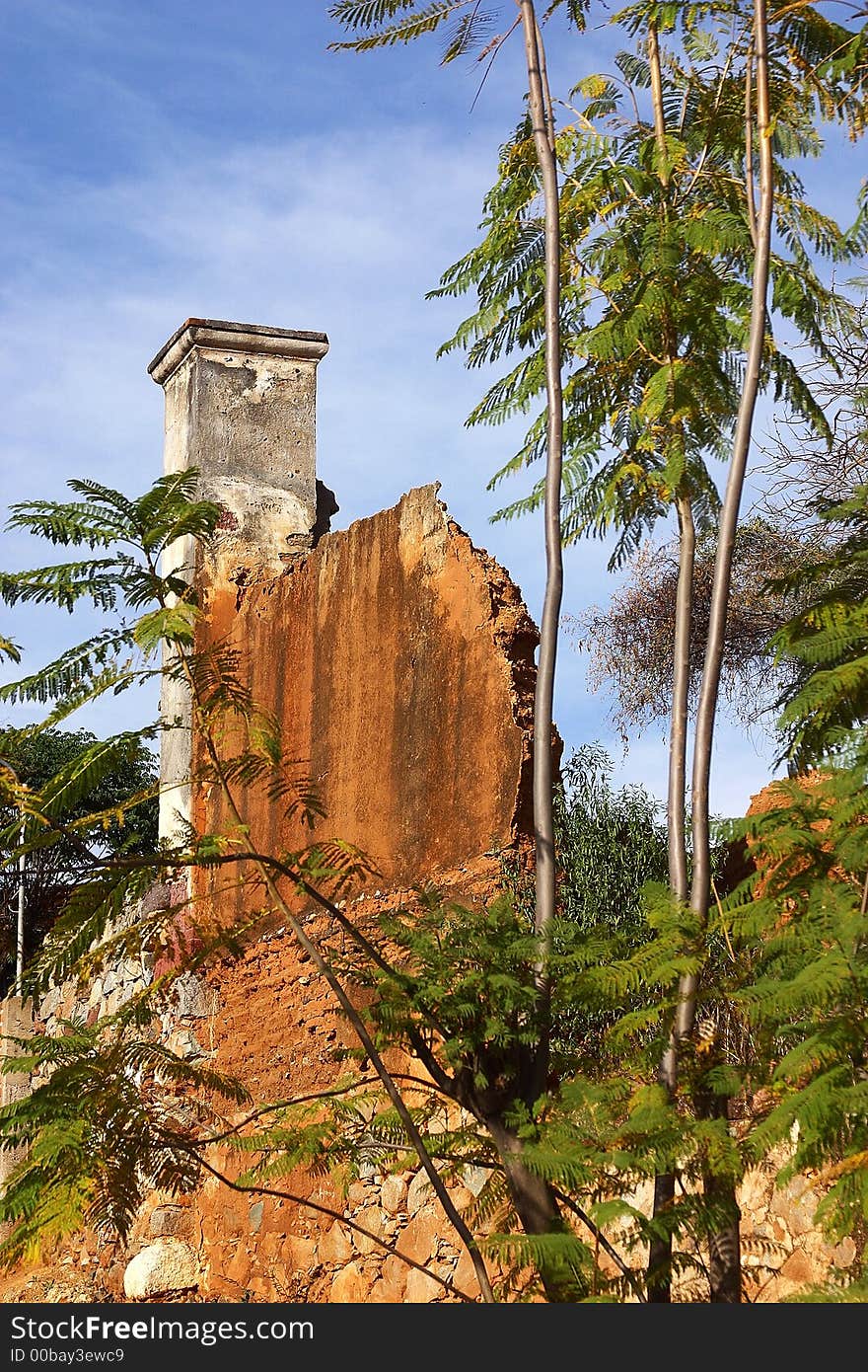 Typical colonial house abandoned  in the town of Alamos, in the northern state of Sonora, Mexico, Latin America