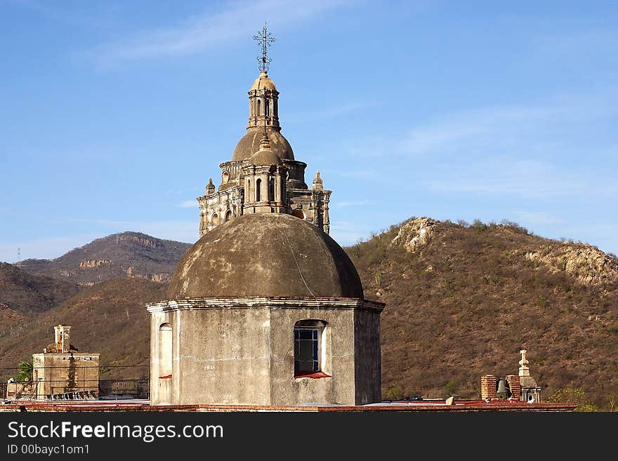 Roof of the church of the town of Alamos, in the northern state of Sonora, Mexico, Latin America