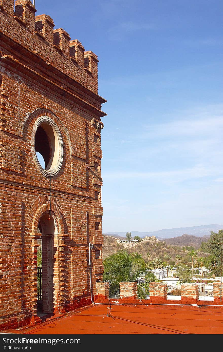 Brick construction in the town of Alamos, in the northern state of Sonora, Mexico, Latin America