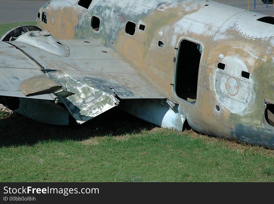 A crashed aircraft in a military museum, South Africa. A crashed aircraft in a military museum, South Africa.