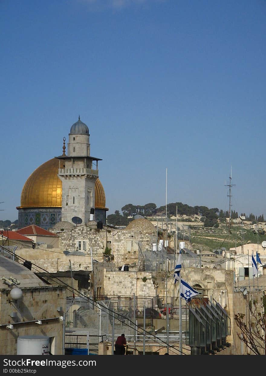 Jerusalem skyline with gold mosque