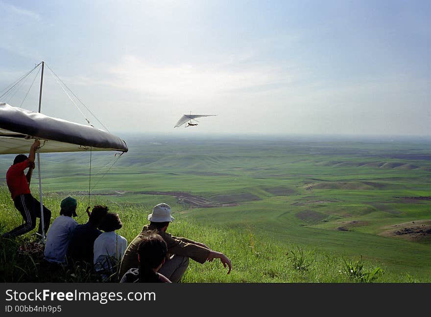 Hang-glider in the sky