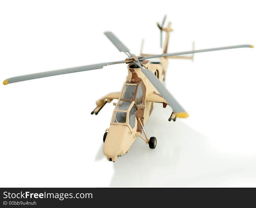 Fighter helicopter on white background