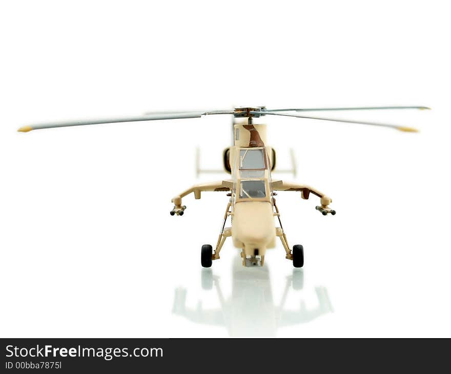 Fighter helicopter on white background