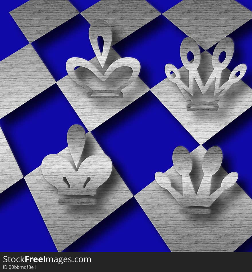 Chess pieces on blue background abstract art. Chess pieces on blue background abstract art