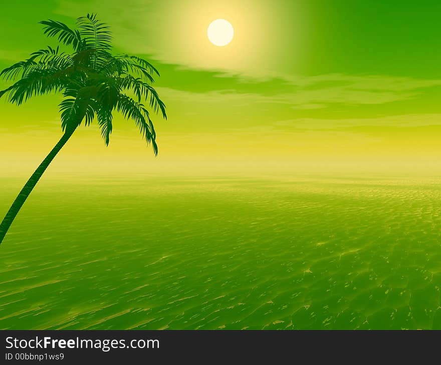 Coconut palm tree on a beach - 3d illustration. More in my portfolio. Coconut palm tree on a beach - 3d illustration. More in my portfolio.