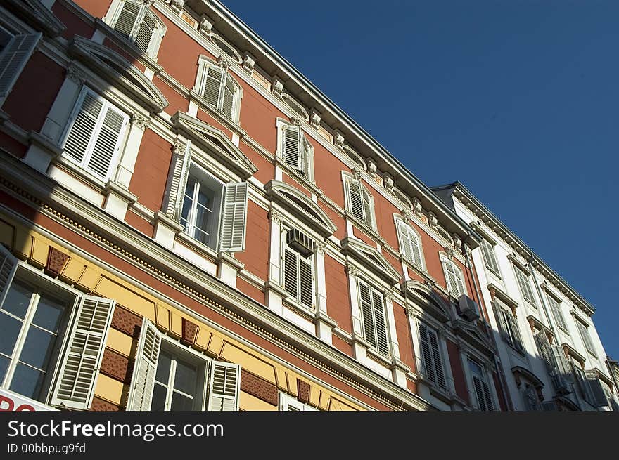 Old wall on the nice street building. Old wall on the nice street building