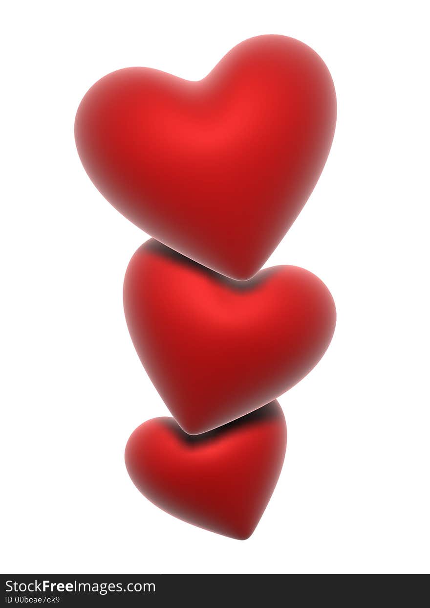 3d rendered many red hearts