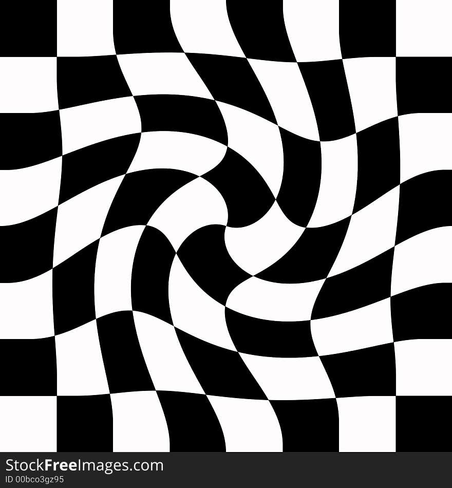 Chess Board Abstract - Eight By Eight Fields Alternating In Black And White With Twirl Center