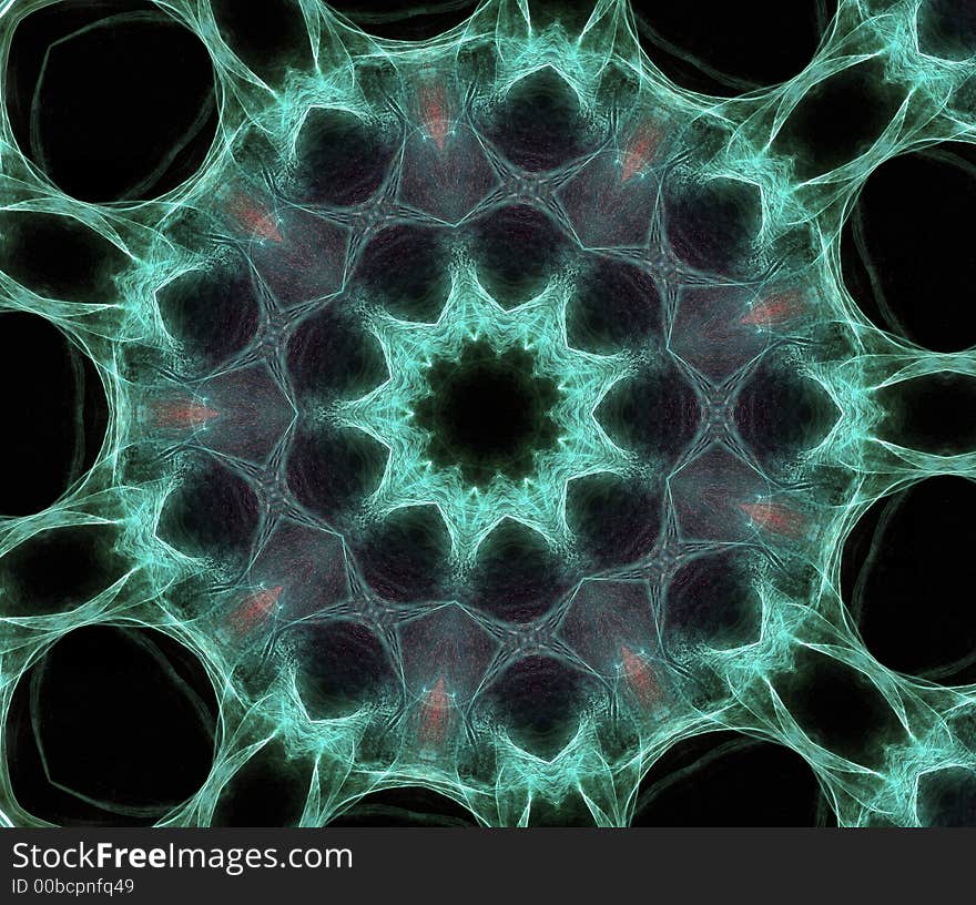 Kaleidoscopic interference pattern produced by a laser beam reflected from a polymer film. Kaleidoscopic interference pattern produced by a laser beam reflected from a polymer film