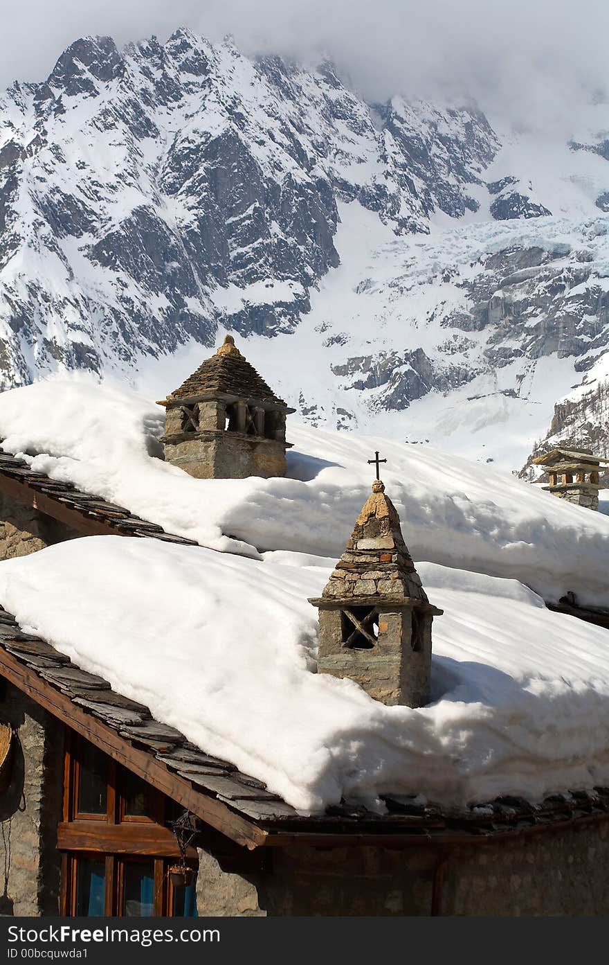 Snow roofs and chimneys