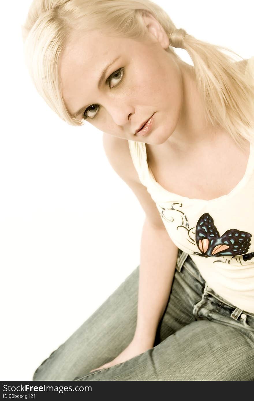 A model posing in the photo studio. A model posing in the photo studio