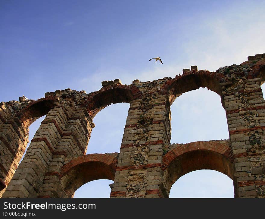 Aqueduct of the miracles in the city of Mérida, South of Spain. Aqueduct of the miracles in the city of Mérida, South of Spain.