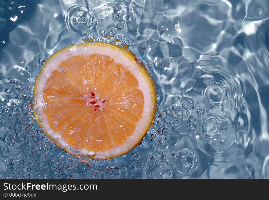 Orange in cold water. Orange in cold water