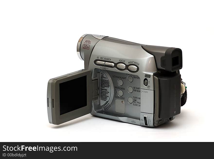 A Digital Video camcorder isolated against a white background