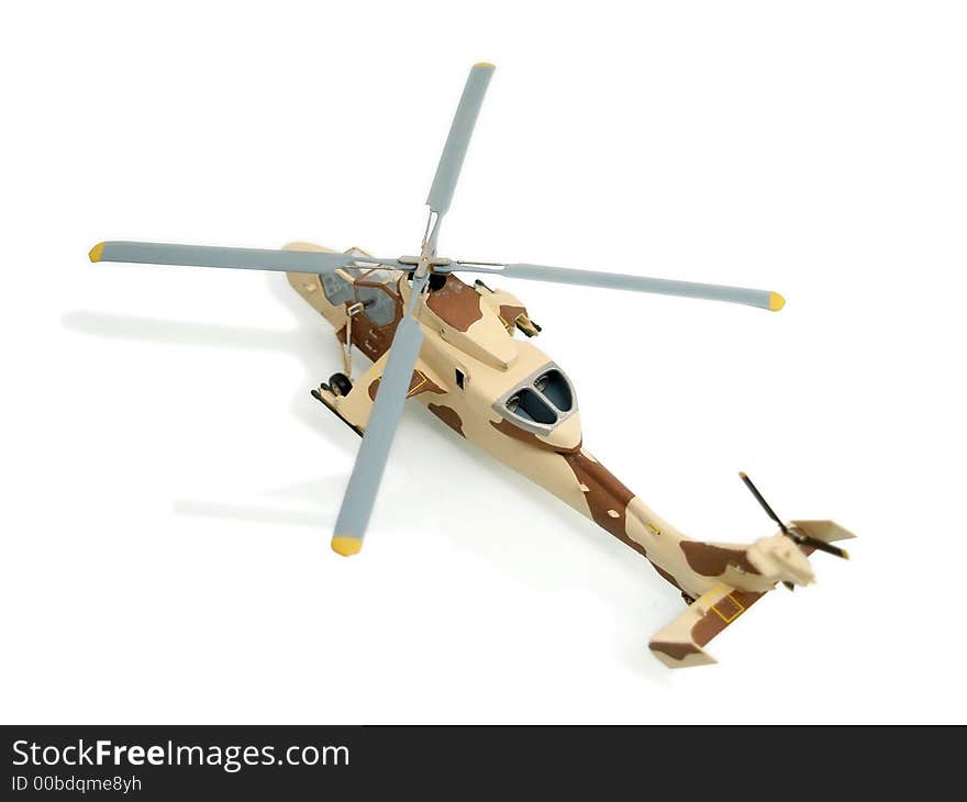 Fighter helicopter on white background