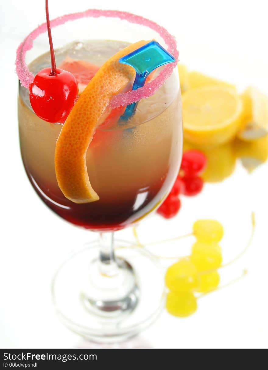 Drink decorated different fruits