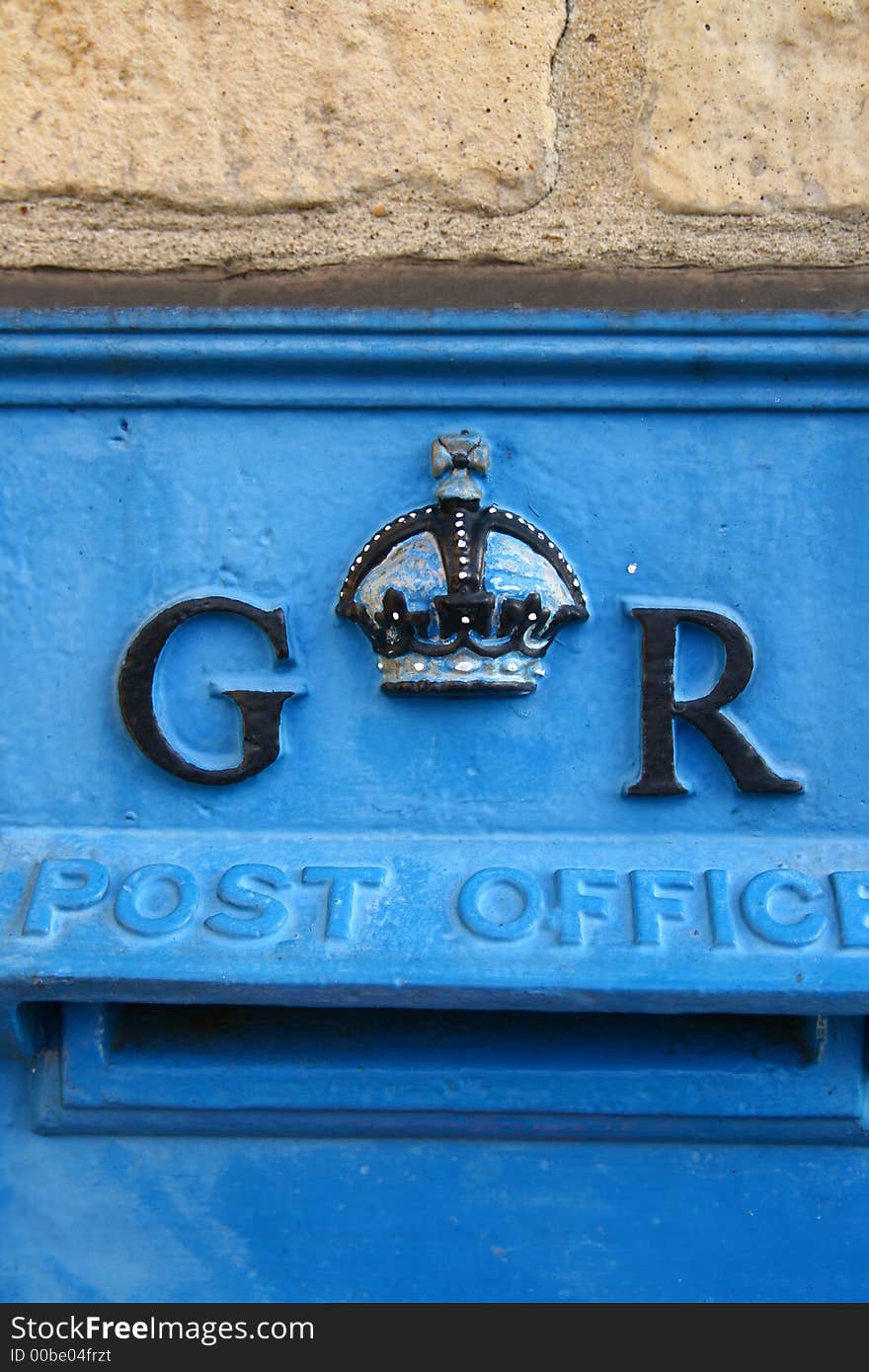 Vintage Blue English GR Post Box