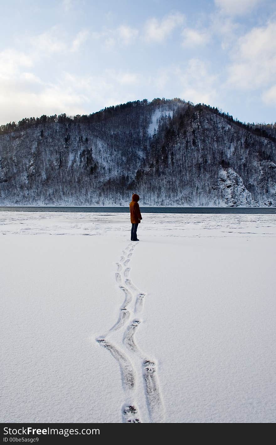 River Angara near lake Baikal in january. River Angara near lake Baikal in january