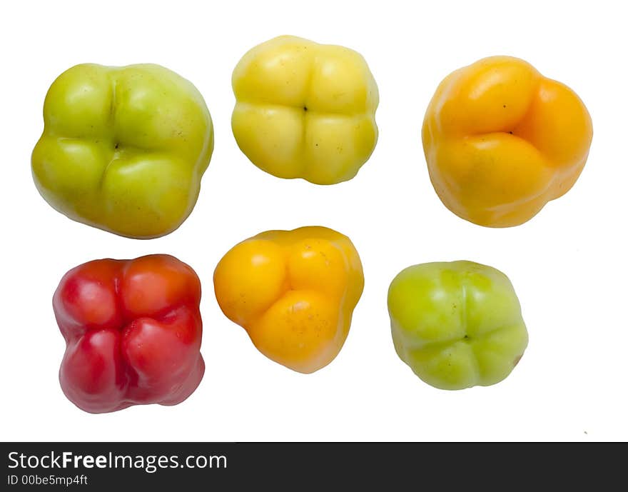 Group of red,green and yellow bellpeppers