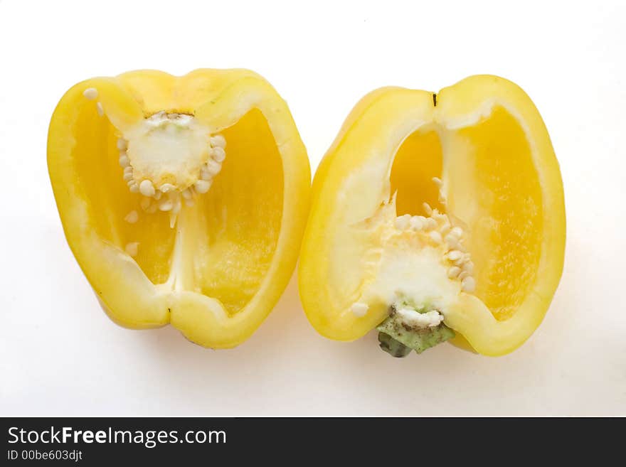 Close up of  yellow cutted bellpepper